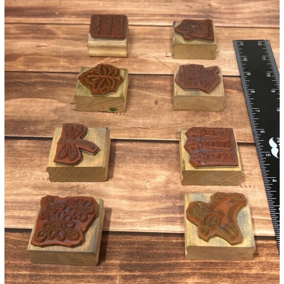 Vintage Stampin Up TAGS AND MORE Rubber Stamp Collection Wood Mounted Set Of 8 - Picture 5 of 6